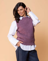 Lightweight sleeveless vest in possum merino blend for layering