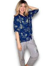 Helga May Dolly Lemon Cotton Top Navy