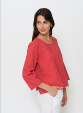 Blueberry Italia - Pleated Cotton Top