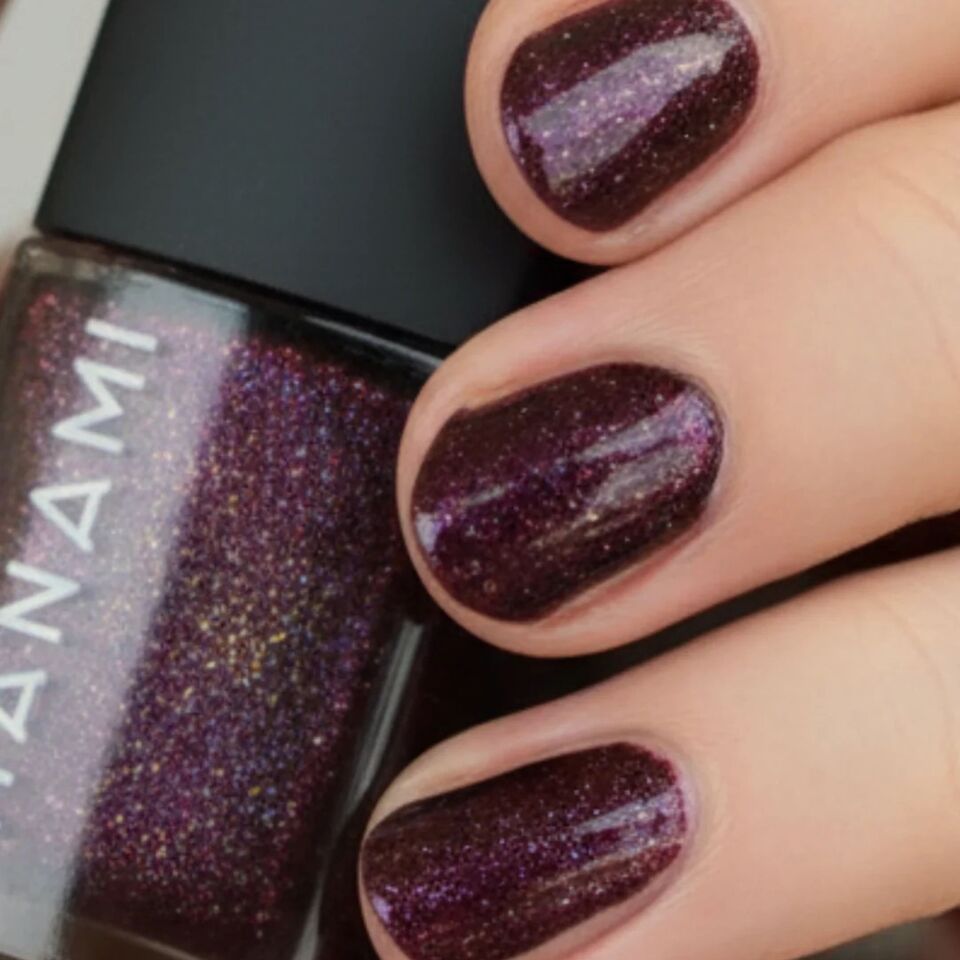 Merry Merlot Limited Edition - deep purple/red glitter non-toxic nail polish at Linens & Treasures