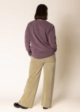 Lilia Cotton Sweat Top in rich Mulberry, a comfortable and stylish layering piece from Linens & Treasures, perfect for cooler summer evenings or relaxed travel days.