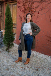 Cotton Batwing Plaid Top