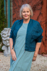 Linen Zip Front Crop Jacket