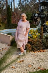 Linen Midi Scooped Hem Dress