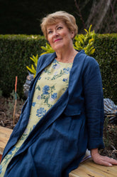 Helga May - Linen Petals of Blue Jungle Dress