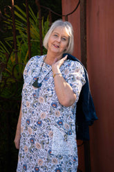 Helga May - Linen Retro Floral Sequin Dress