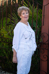 Linen Crop Cardi with Foil Detail