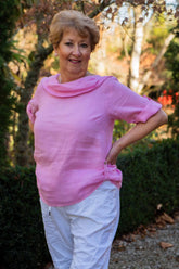 Linen Cowl Neck Top