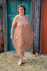 Linen Polka Dot Maxi Swing Dress