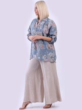 Linen Floral Buttoned Top