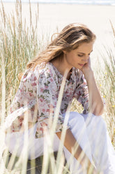 Noble Wilde - Linen Gathered Boat Neck Top