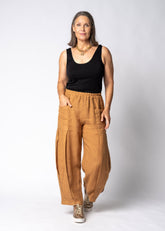 Imagine Fashion - Olenna Linen Double Pleat Pant in Sahara