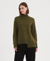 Tirelli - Asymmetric Hem Jumper in Dark Moss