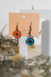 Enamel & Brass Vine Dangle Earrings