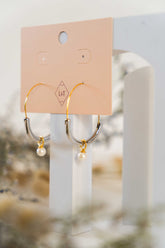 Pearl Hoop Drop Earrings