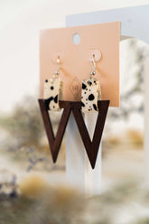 Wood Triangle/Animal Print Earrings