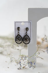 Crystal & Mesh Droplet Earrings