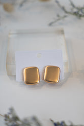 Matte Metal Square Clip On Earrings
