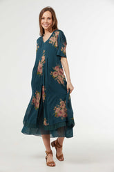Au Hasard D’un Voyage - Roses & Jade Overlay Dress