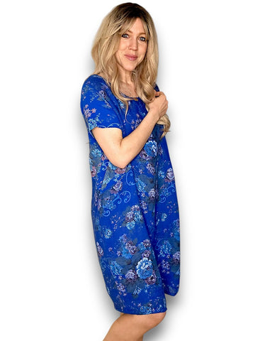 Helga May - Twirl Rose Jungle Dress in Cobalt Blue