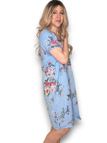 Helga May Bouquet Jungle Dress Baby Blue