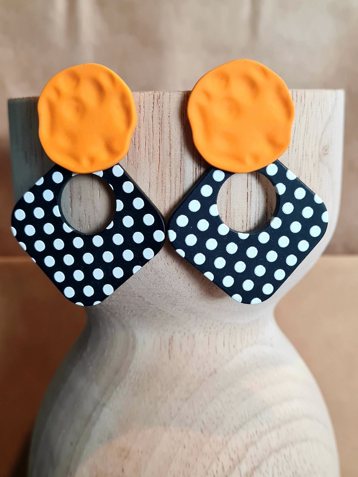 A Resin Earring Collection - Orange on Black & White