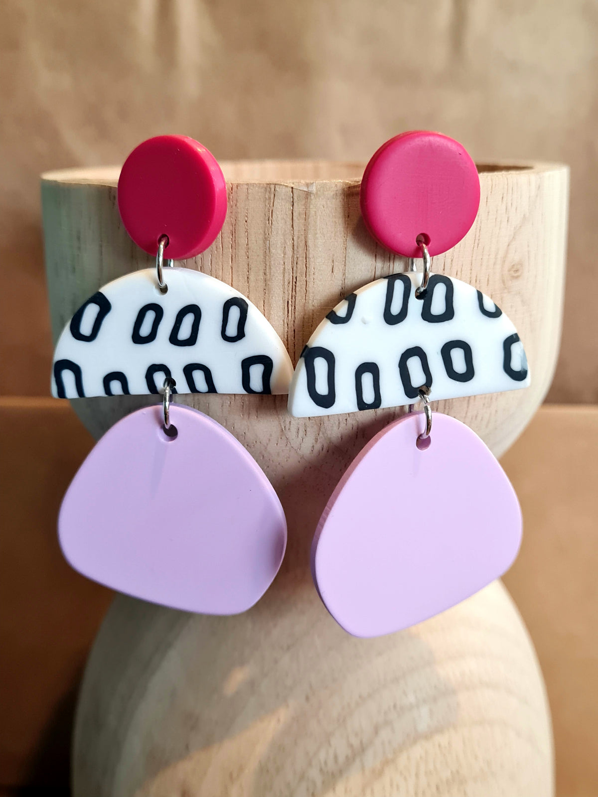 A Resin Earring Collection - Pink with Shapes
