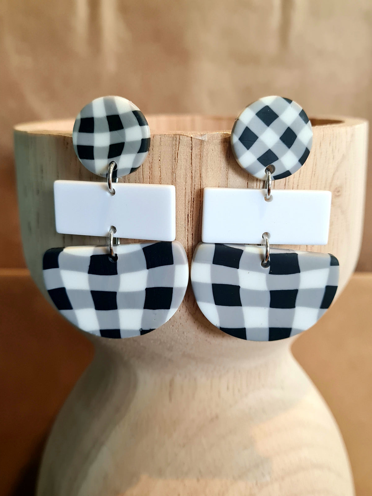 A Resin Earring Collection - Black & White Buttons