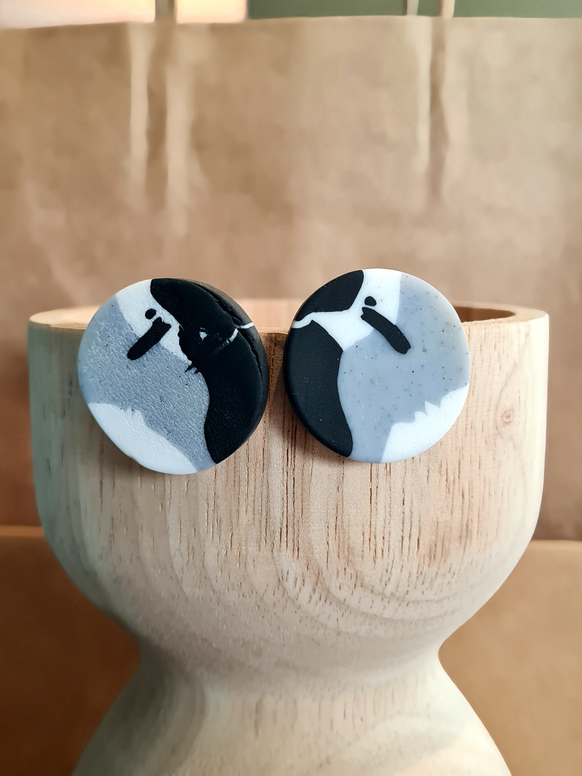 A Resin Earring Collection - Grey, Black & White Buttons