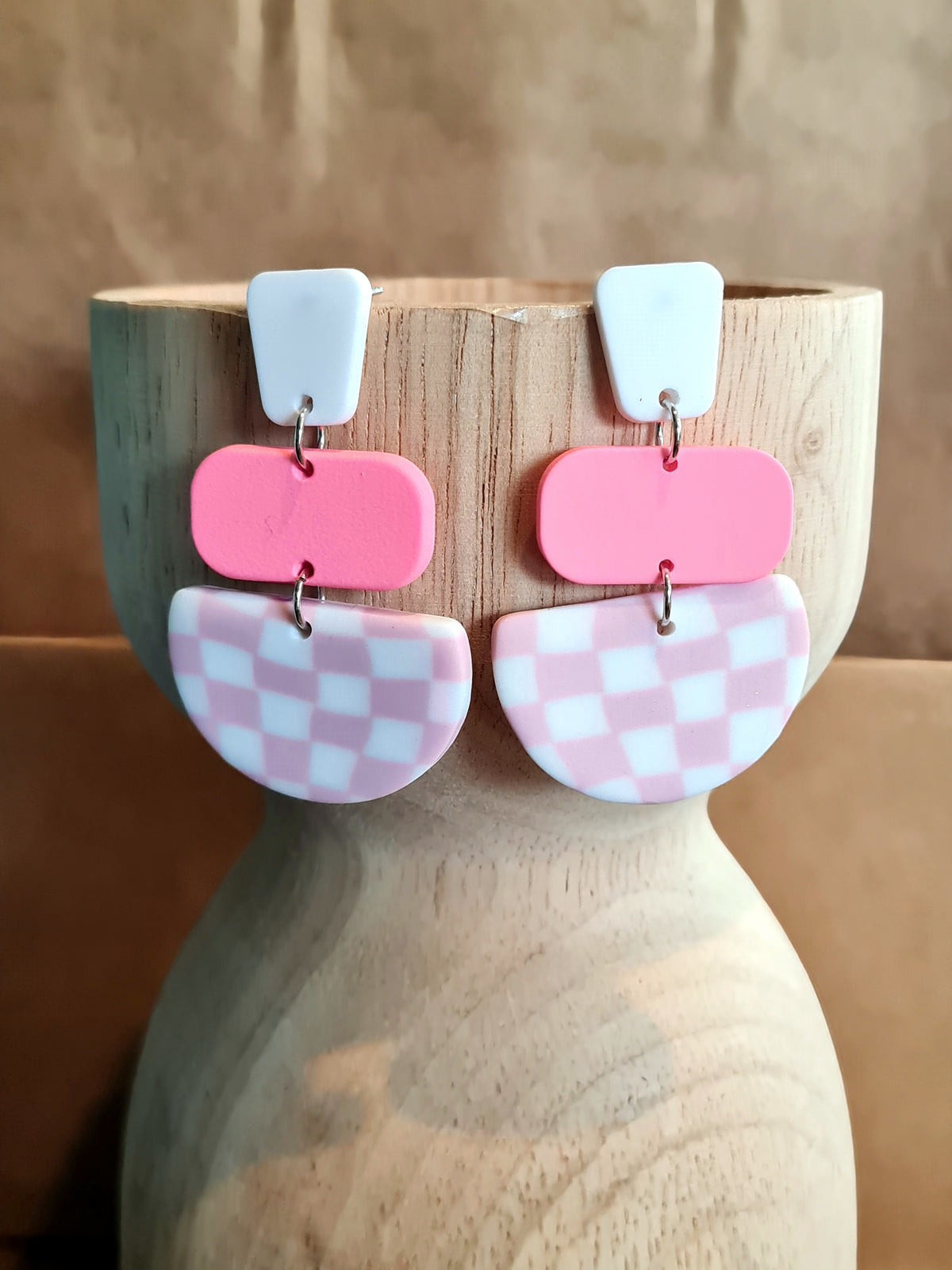 A Resin Earring Collection - Candy Pink & White