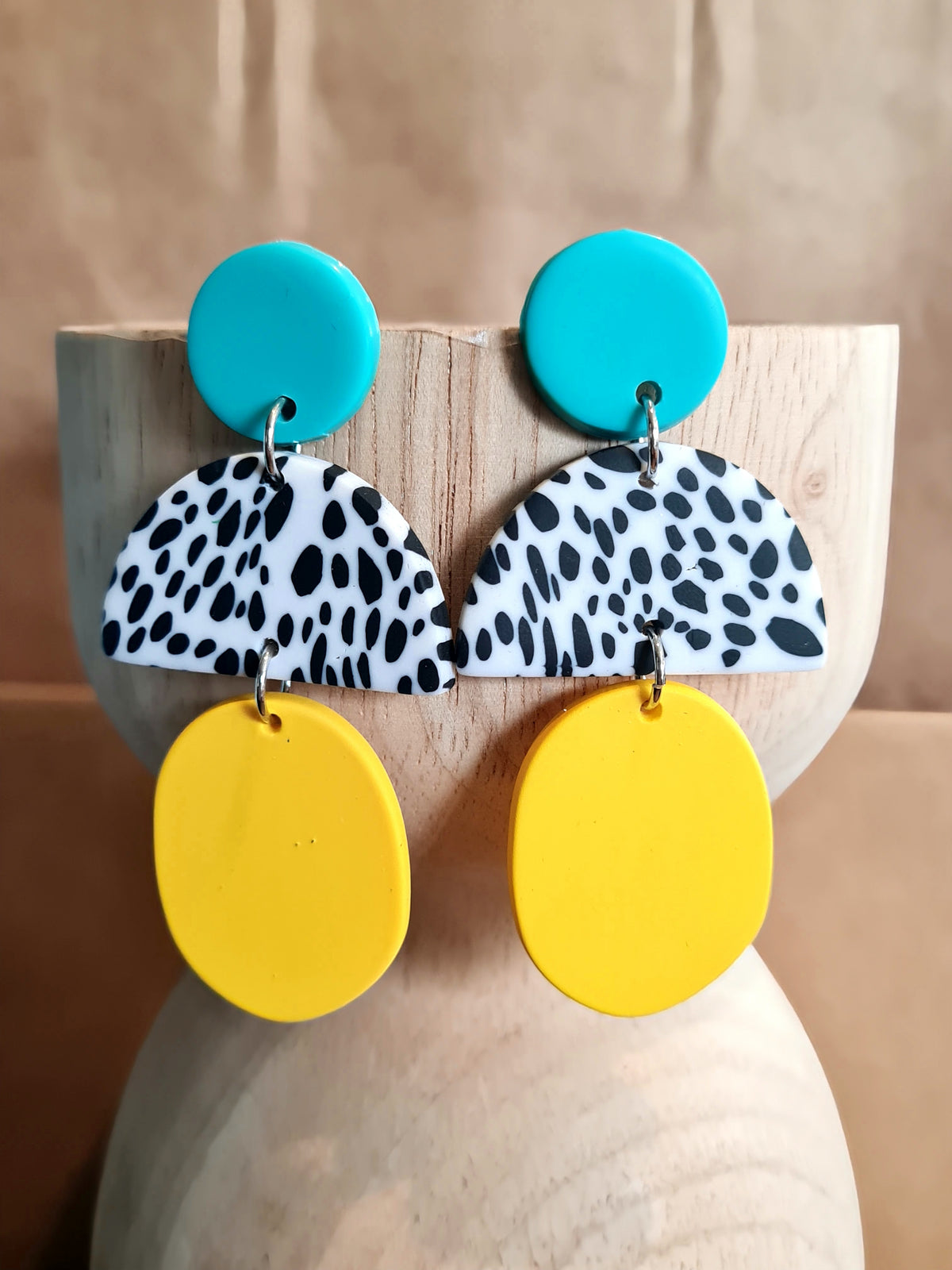 A Resin Earring Collection - Turquoise, Yellow with Black & White