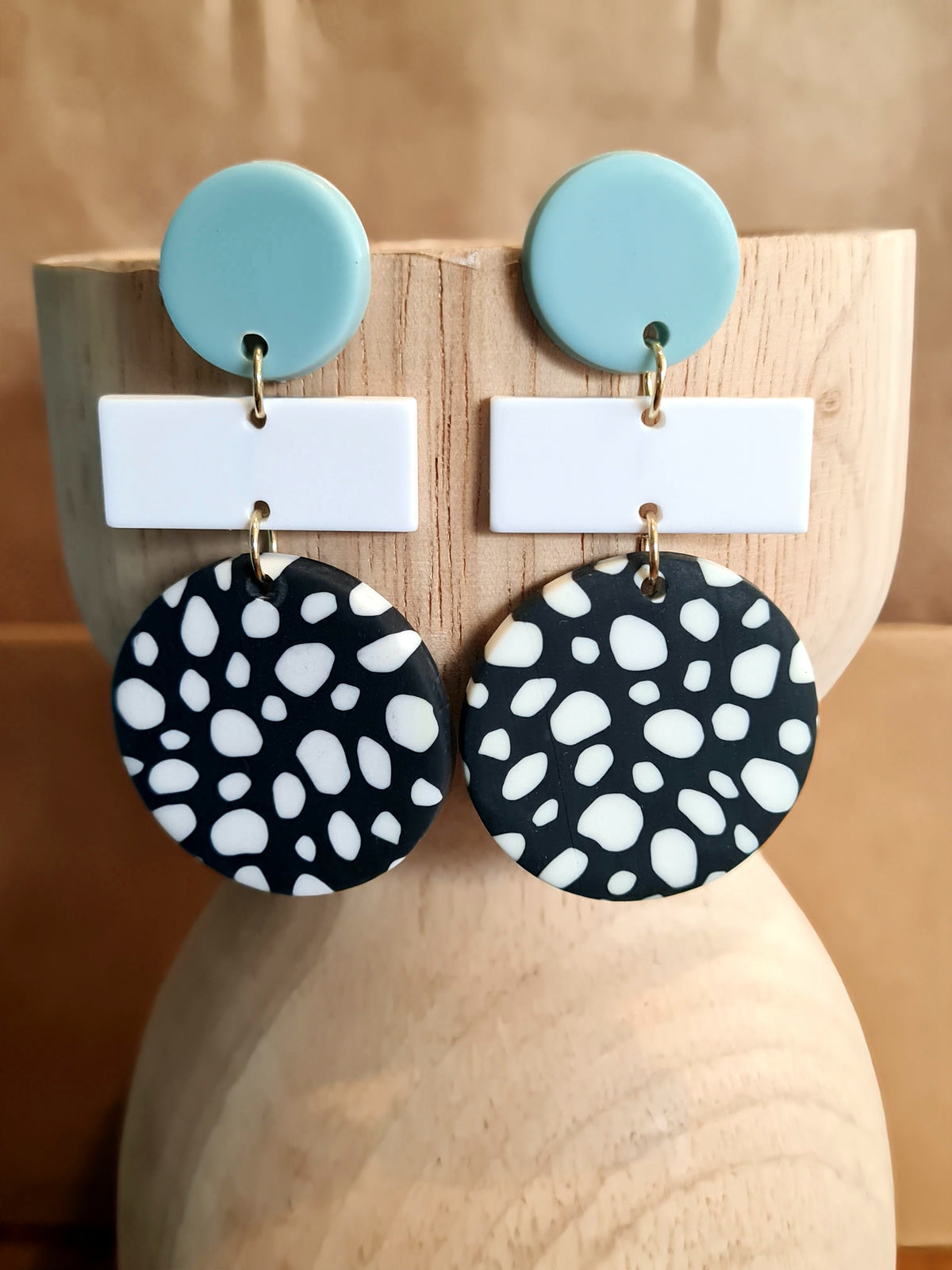 A Resin Earring Collection - Sea Foam, Black & White