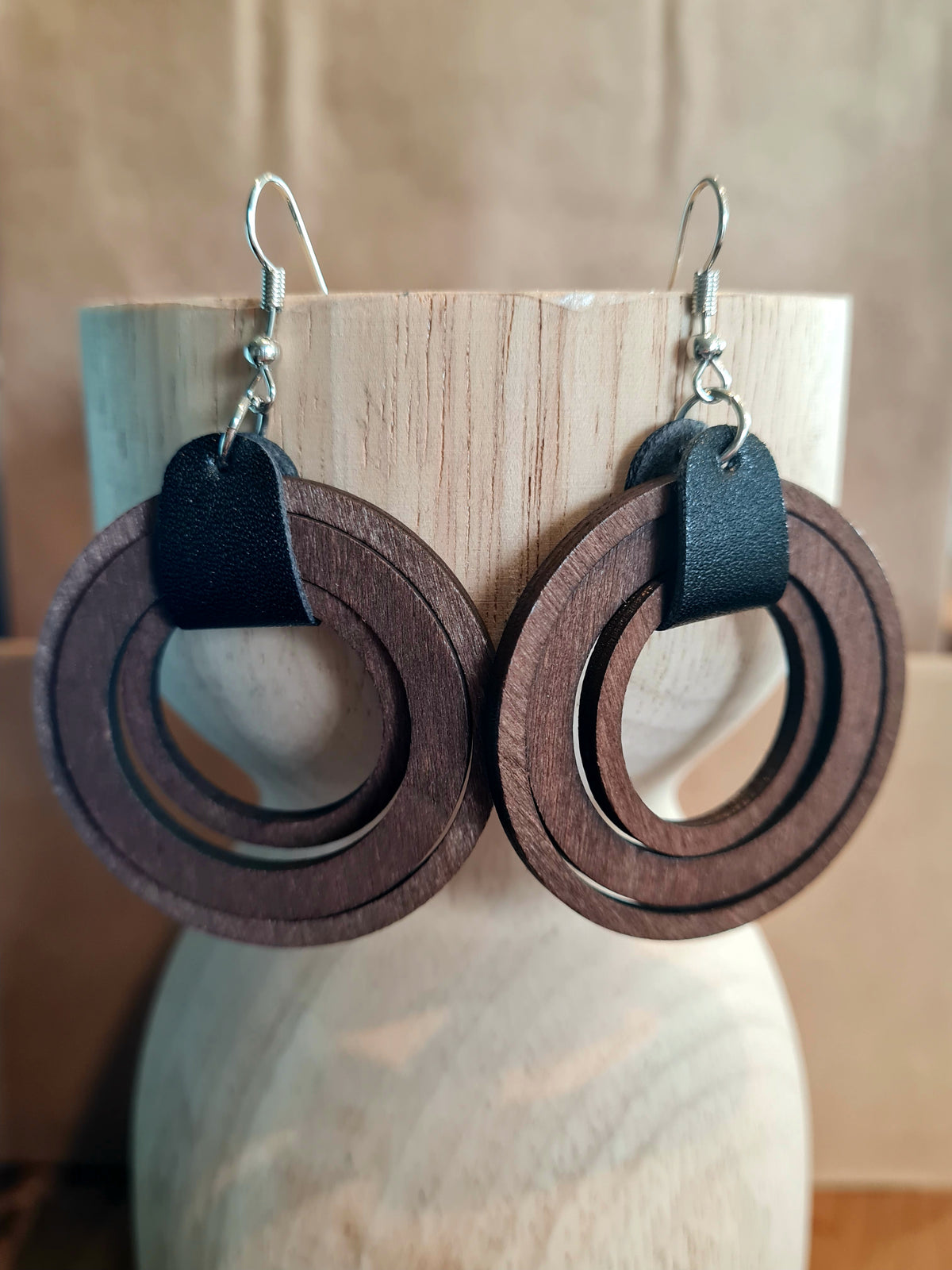 Trinity Loop Wooden Earrings