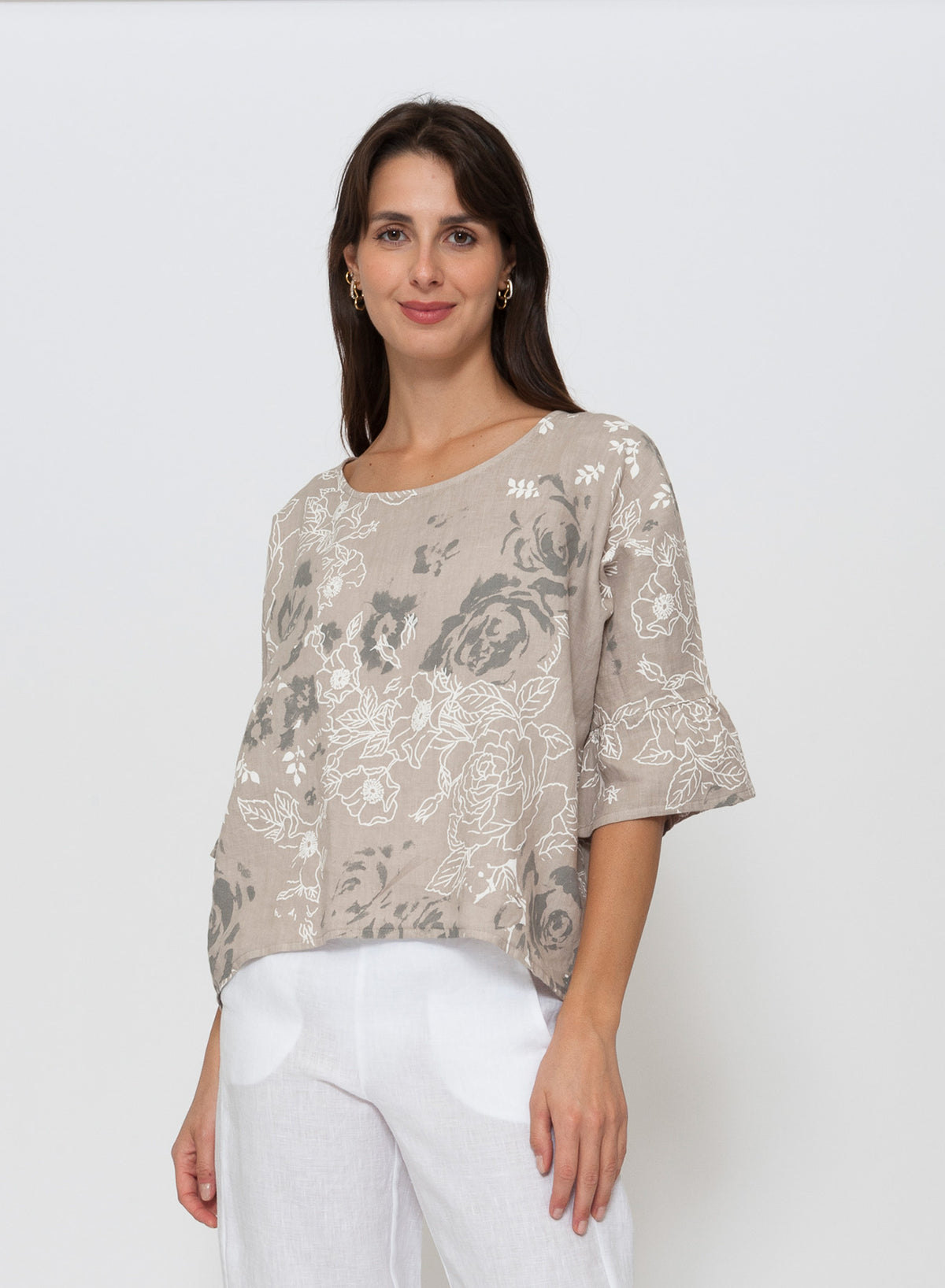 Blueberry Italia - Linen Floral Top