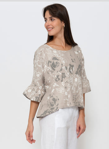 Blueberry Italia - Linen Floral Top