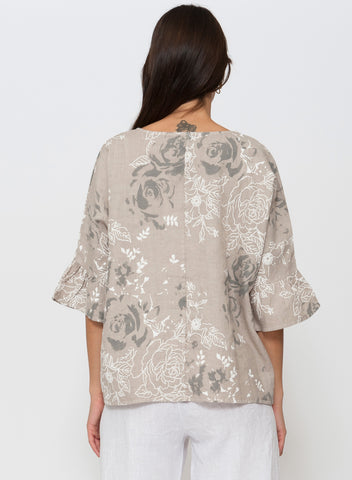 Blueberry Italia - Linen Floral Top