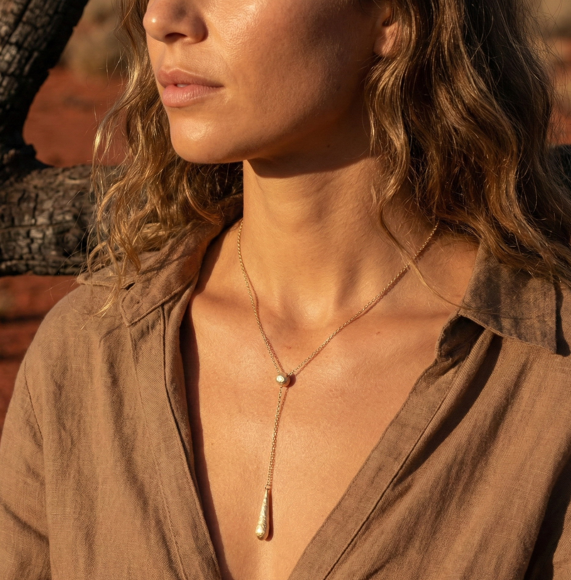 Rose Gold Lariat Necklace | Lucent Australis