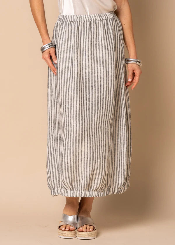 Imagine Fashion - Clover Linen Skirt in Onyx