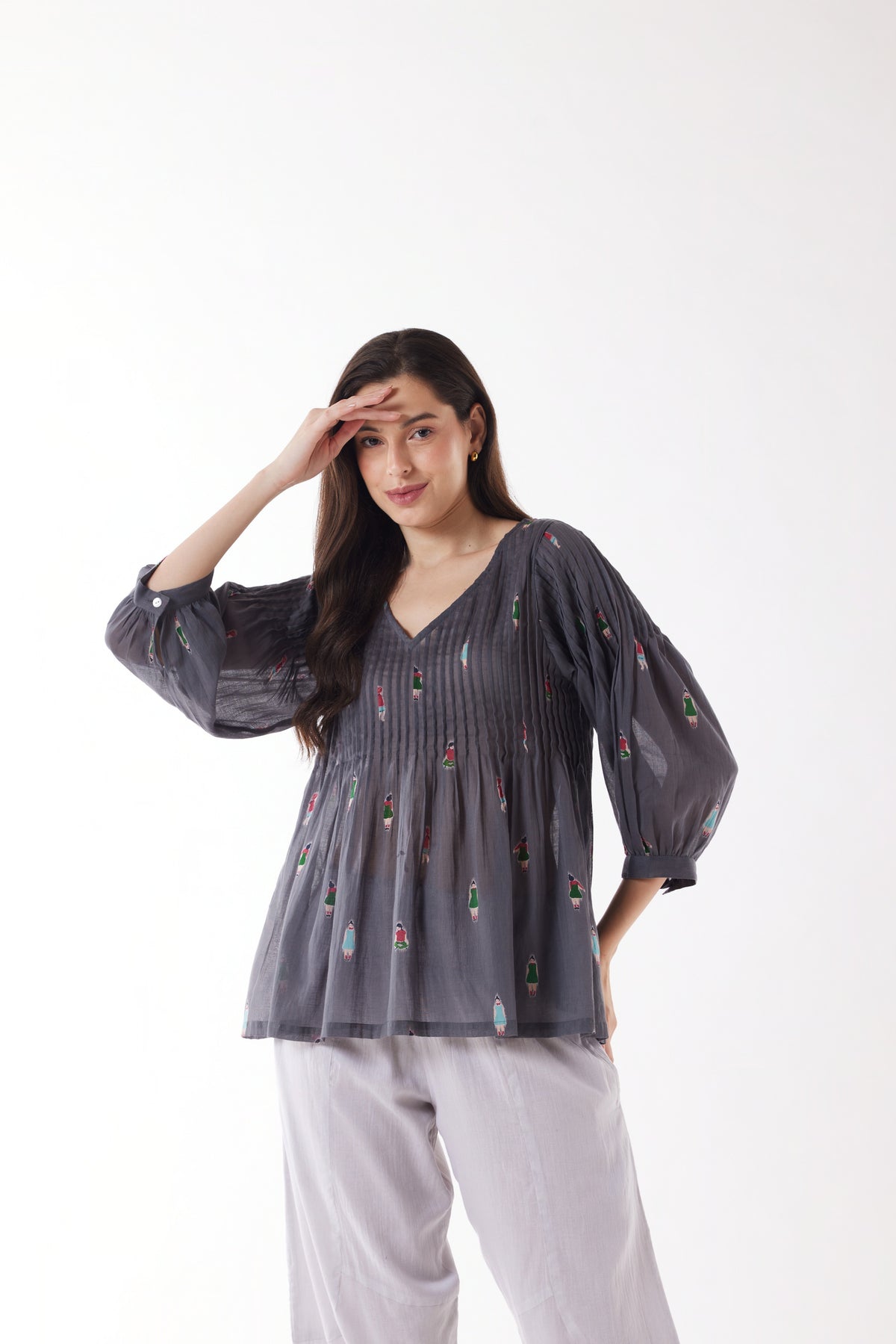 Au Hasard D'un Voyage - Little Ladies Pleated Top