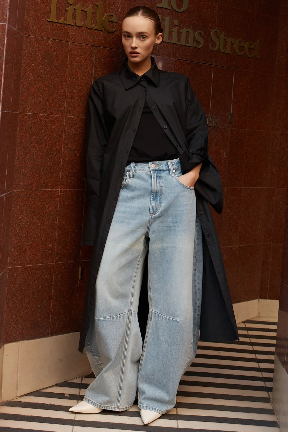 Dref by D - Barrel Jeans in Faded Blue
