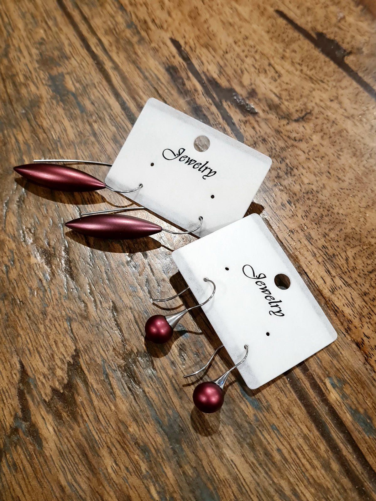 Matte Metal Minimalist Earrings - Claret