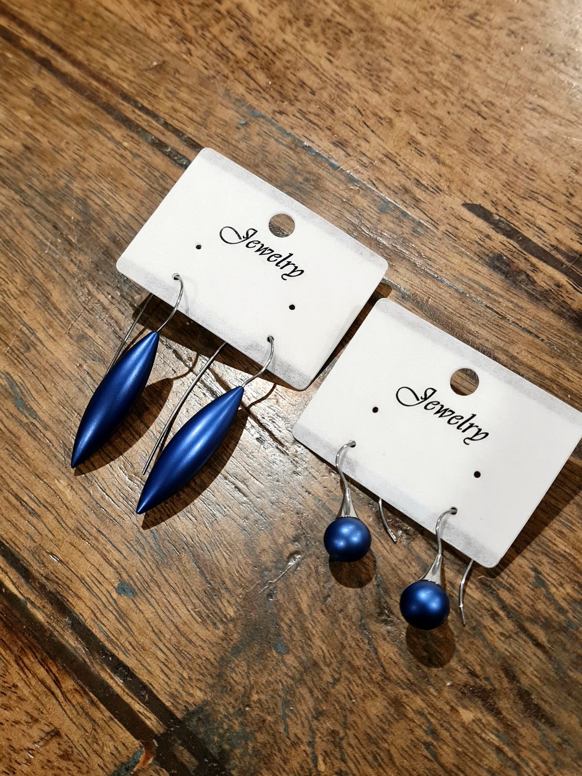 Matte Metal Minimalist Earrings - Lapis