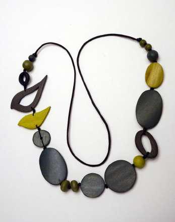 Wooden Necklace Birds & Beads - Lime