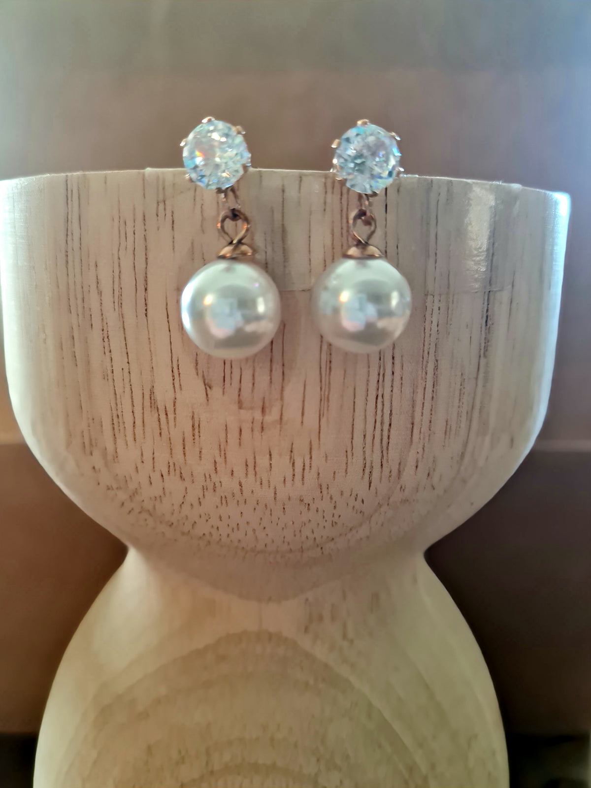 CZ Stud & Pearl Drop Earrings