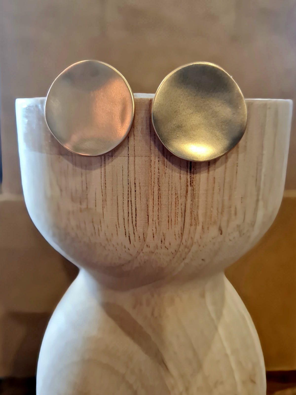 Rippled Disc in Matte Gold - Clip On Earrings