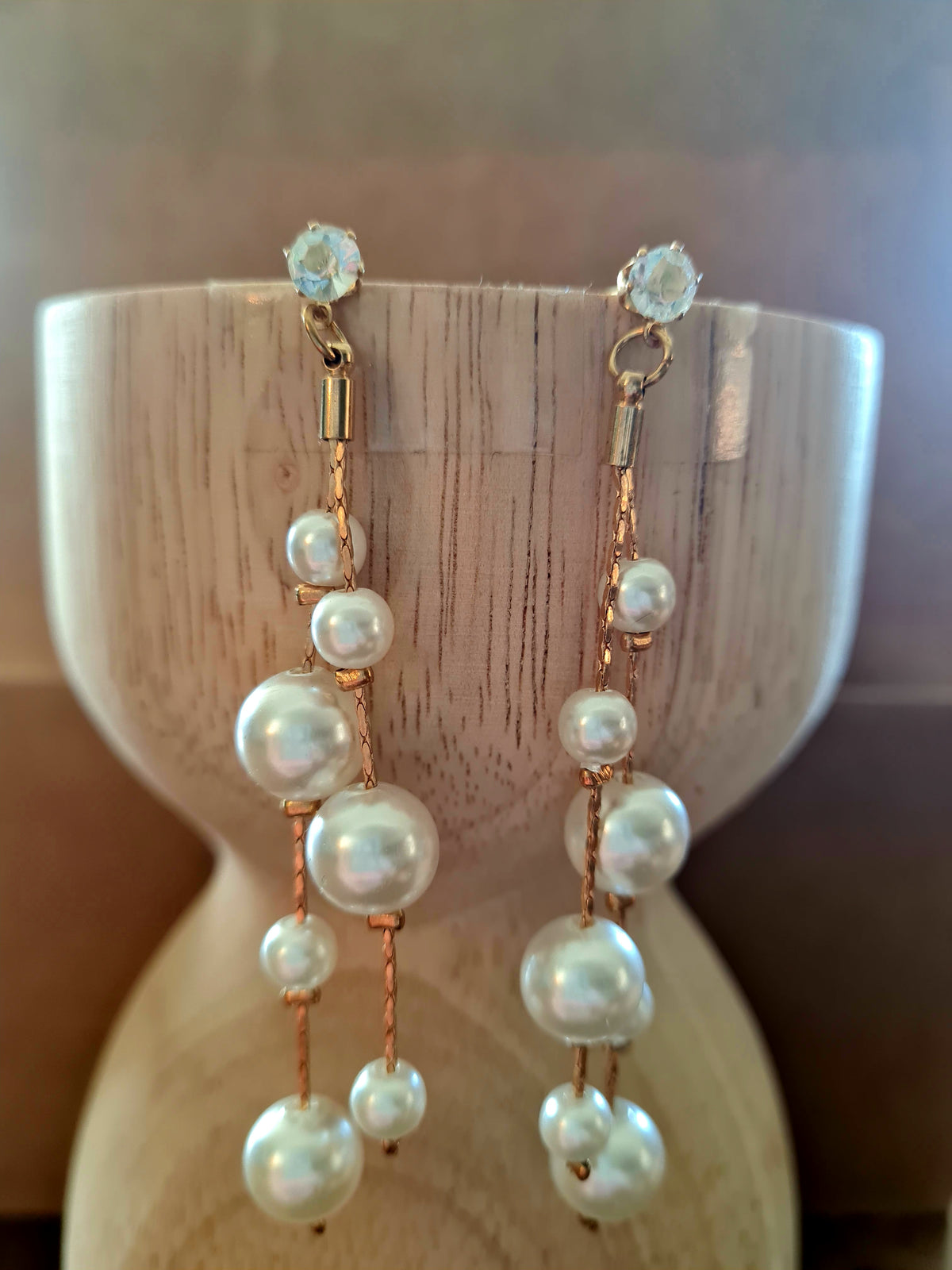 Cubic Zirconia Stud with Pearl Dangles Earrings