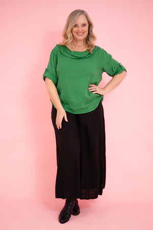 Linen Cowl Neck Top