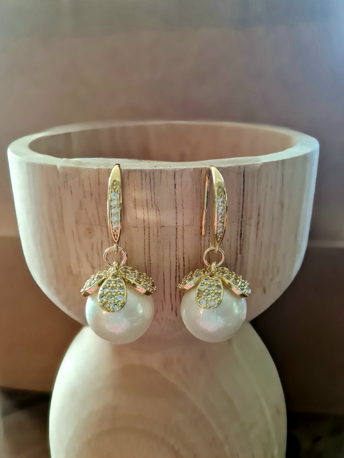 Golden Petal & Crystal Earrings