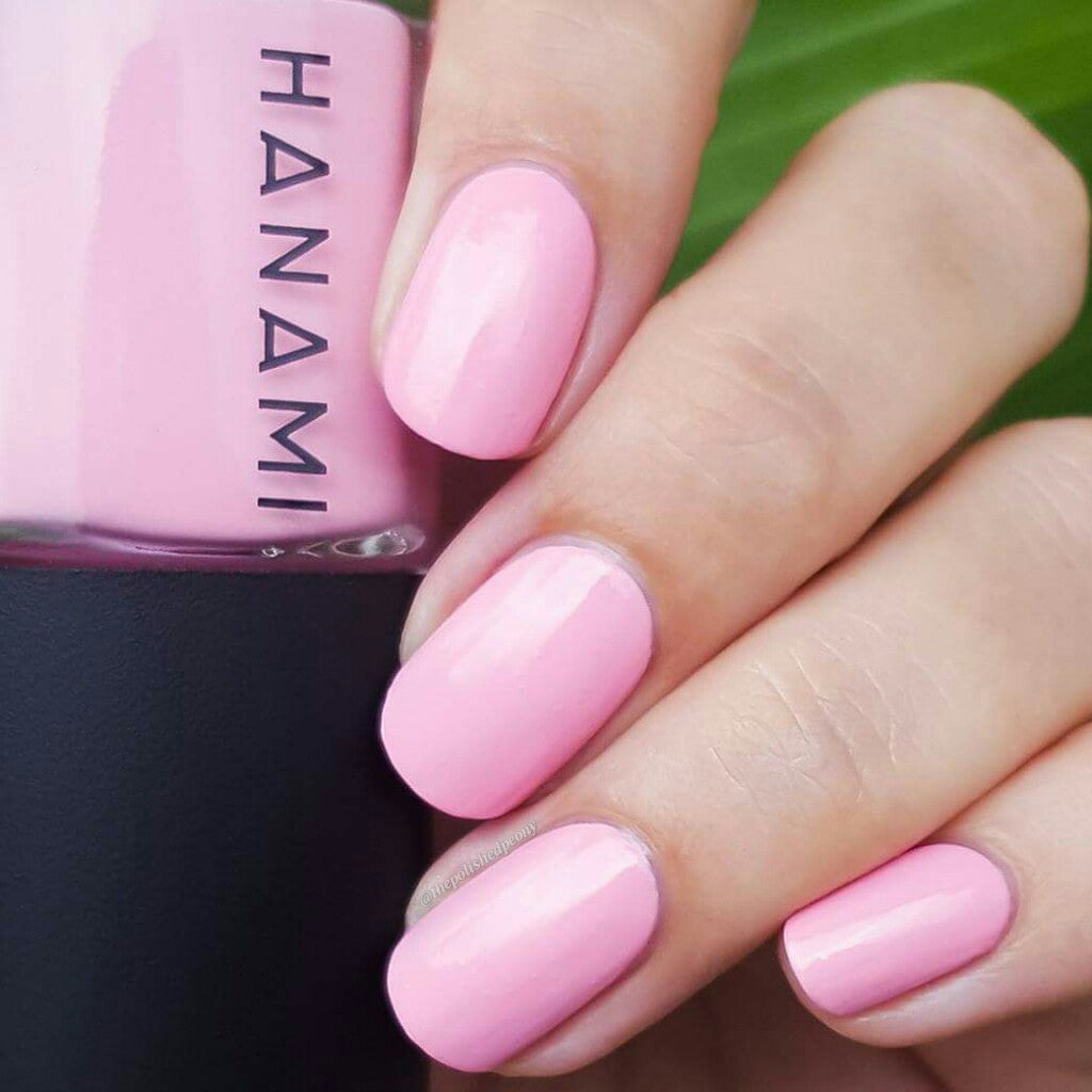 Hanami Pink Moon - candy pink non-toxic nail polish at Linens & Treasures
