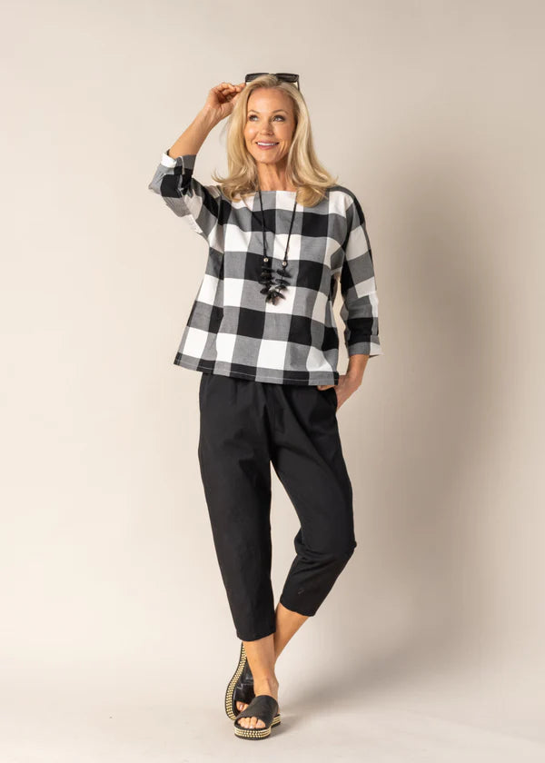 Imagine Fashion - Aggie Cotton Top in Check